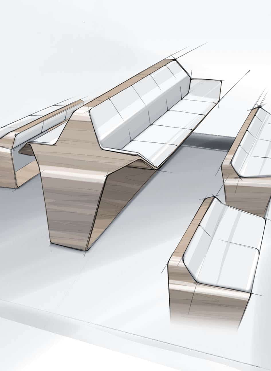 Produktdesign Skizze von Sitzbänken