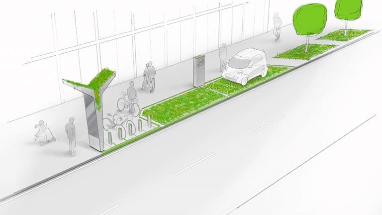 Kolorierte Skizze einer Mobilitätsstation