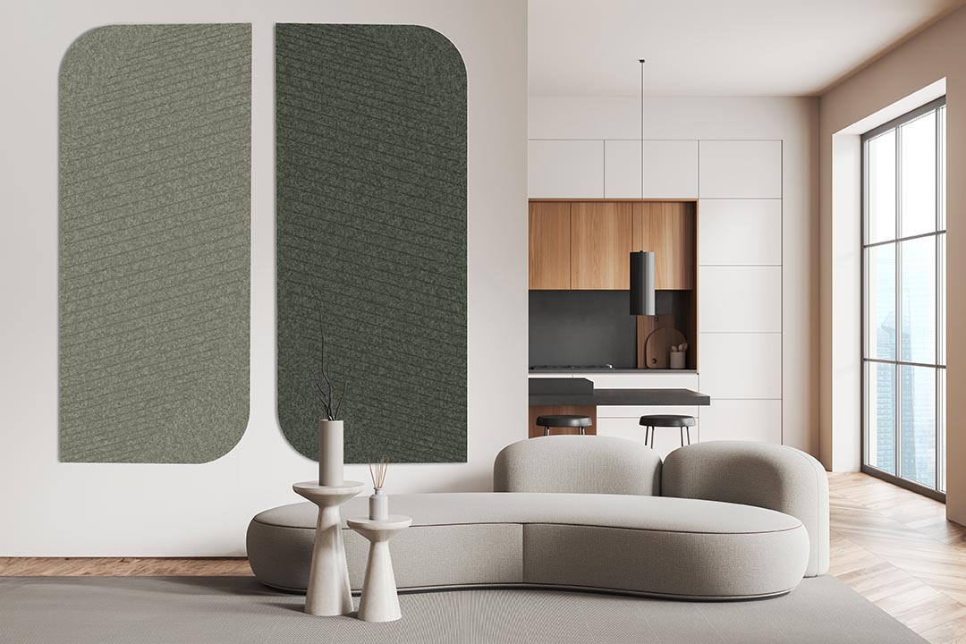 Akustische Designer Wandpaneele aus Vlies. Acoustic wall panels with a high end design.