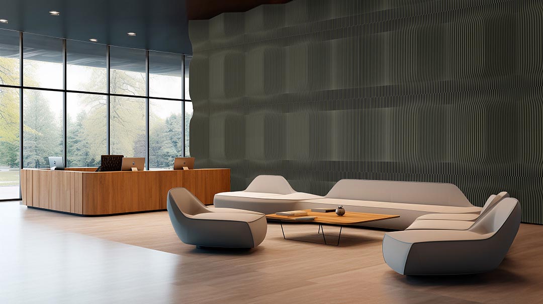 Modulare akustische Designer Wandpaneele aus Vlies. Acoustic wall panels with a high end design.