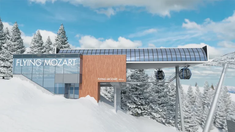 Animation für die Flying Mozart Seilbahnanlage in Salzburg