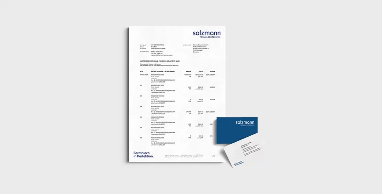 Neugestaltung der Briefpapiere und Visitenkarten der Firma Salzmann