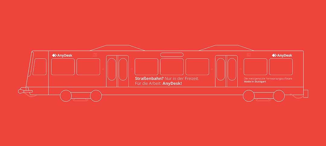 Entwürfe für die Außenbeklebung der Straßenbahn im Auftrag von AnyDesk