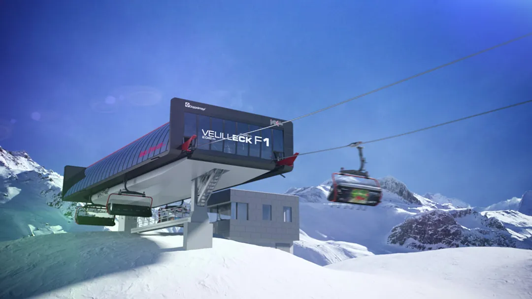 Sesselbahn Velilleck F1 von Doppelmayr mit Bergstation in Ischgl