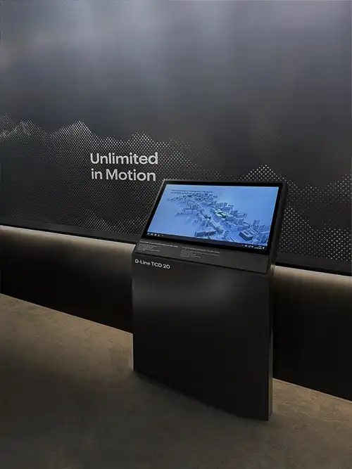 Bildschirm auf dem Messestand von Doppelmayr bei der Mountain Planet 2026 in Grenoble