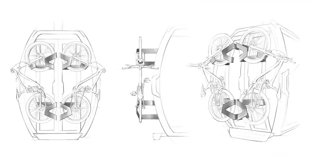 Seilbahn Bike Halter Produktdesign Skizze